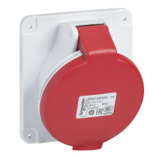 Розетка панельна кутова, гвинтова, 32А, 3P+E, IP44, 380-415В, Schneider Electric PKF32F434