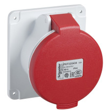 Розетка панельна пряма, гвинтова, 32А, 3P+N+E, IP44, 380-415В, Schneider Electric PKF32G435