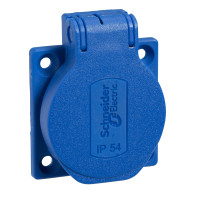 Розетка побутова, SСHUKO, синя, 50Х50, 250В/16А, 2P+E, IP54, Schneider Electric PKS51B