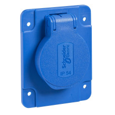 Розетка побутова, SСHUKO, синя, 65Х85, 250В/16А, 2P+E, IP54, Schneider Electric PKS62B
