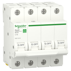 Автоматический выключатель 6kA 4P 16A C, Resi9 Schneider Electric R9F12416
