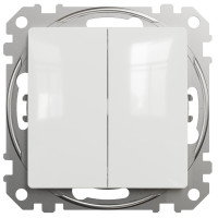 Двухклавишный проходной переключатель 10А-250В, Белый, Sedna Design SDD111108