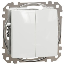 Двохклавішний кнопковий вимикач, Білий, Sedna Design SDD111118