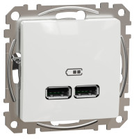 Розетка USB подвійна А+А, 2.1А, 230В, Білий, Sedna Design SDD111401