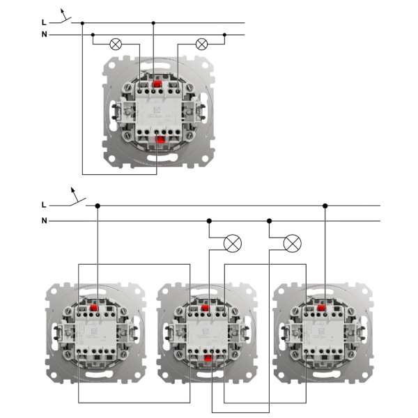 Двохклавішний прохідний перемикач 10А-250В, Бежевий, Sedna Design SDD112108
