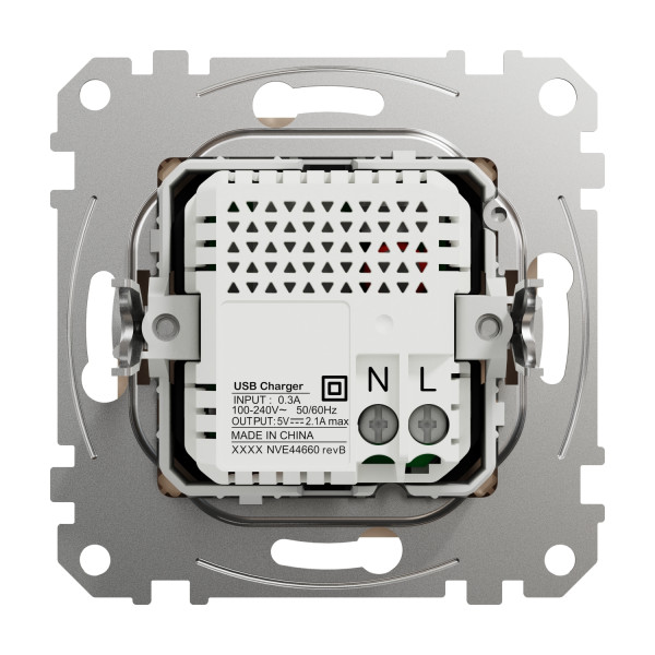 Розетка USB двойная А+А, 2.1А, 230В, Бежевый, Sedna Design SDD112401