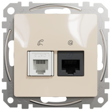 Розетка RJ45+RJ11 6UTP, бежевий Schneider Electric SDD112468