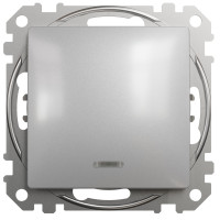 Одноклавишный выключатель с синей подсветкой 10А-250В, Алюминий, Sedna Design SDD113101L