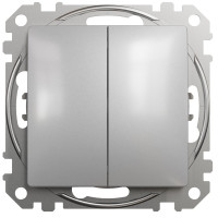 Двухклавишный выключатель 10А-250В, Алюминий, Sedna Design SDD113105