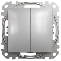 Двохклавішний прохідний перемикач 10А-250В, Алюміній, Sedna Design SDD113108