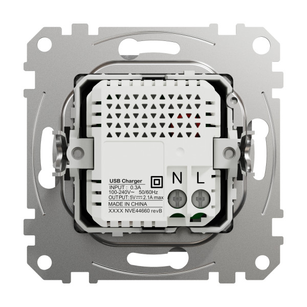 Розетка USB подвійна А+А, 2.1А, 230В, Алюміній, Sedna Design SDD113401
