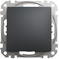 Одноклавишный проходной переключатель 10А-250В, Черно-серый, Sedna Design SDD114106