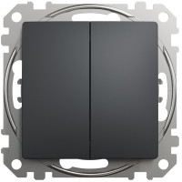 Двохклавішний прохідний перемикач 10А-250В, Чорно-сірий, Sedna Design SDD114108
