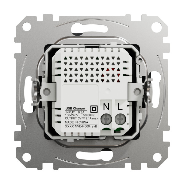 Розетка USB подвійна А+А, 2.1А, 230В, Чорно-сірий, Sedna Design SDD114401