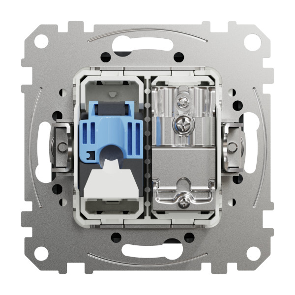 Комп'ютерна розетка RJ45+TV, кат. 6, неекр. UTP, Чорно-сірий, Sedna Design SDD114469T