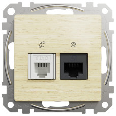 Розетка RJ45+RJ11 6UTP, береза Schneider Electric SDD180468