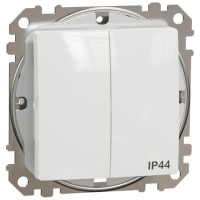 Двухклавишный выключатель IP44, 10А-250В, Белый, Sedna Design SDD211105