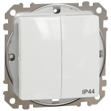 Двохклавішний вимикач IP44, 10А-250В, Білий, Sedna Design SDD211105