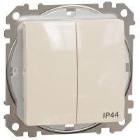Двухклавишный выключатель IP44, 10А-250В, Бежевый, Sedna Design SDD212105