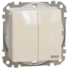 Двохклавішний вимикач IP44, 10А-250В, Бежевий, Sedna Design SDD212105