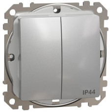 Двохклавішний вимикач IP44, 10А-250В, Алюміній, Sedna Design SDD213105