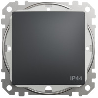 Одноклавишный проходной переключатель IP44, 10А-250В, Черно-серый, Sedna Design SDD214106
