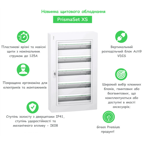 Щит розподільчий навісний, 1 ряд, 13 модулів, білі двері, PrismaSeT XS Schneider Electric LVSXQ113