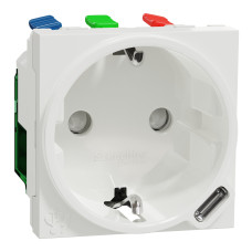 Розетка с з/к со шторками, 16А + USB Type C, 2.1A, самозаж. клеммы, белый, Unica NEW NU301718