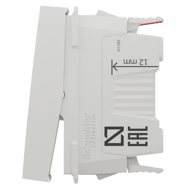 Переключатель 1-клавишный проходной, 10А, 1 модуль, белый, Unica NEW NU310318