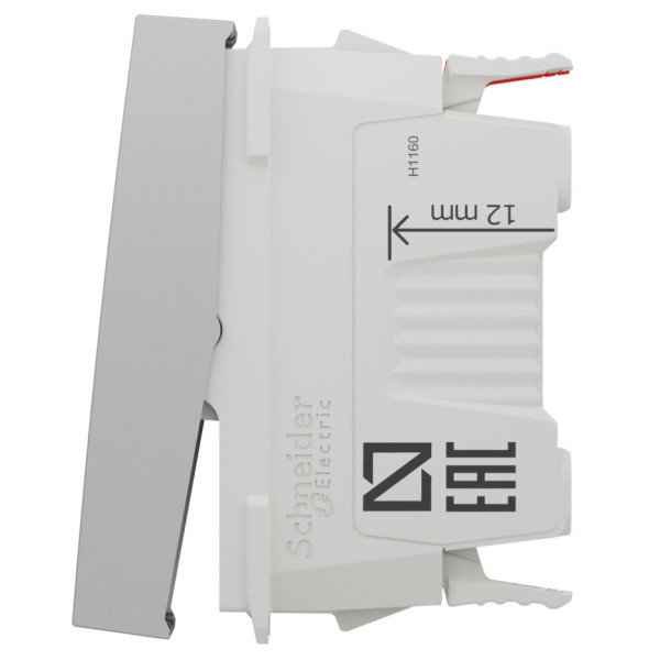 Переключатель 1-клавишный проходной, 10А, 1 модуль, алюминий, Unica NEW NU310330