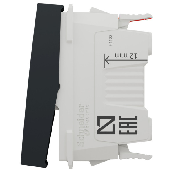 Переключатель 1-клавишный проходной, 10А, 1 модуль, антрацит, Unica NEW NU310354