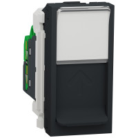 Розетка комп'ютерна RJ45, одинарна, кат.5e UTP, 1 модуль, антрацит, Unica NEW NU341054