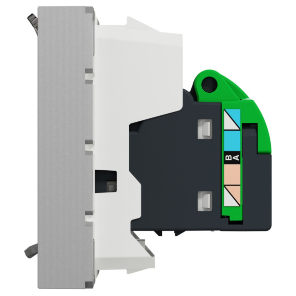 Розетка компьютерная RJ45, одинарная, кат.5e UTP, 2 модуля, алюминий, Unica NEW NU341130