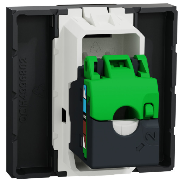 Розетка компьютерная RJ45, одинарная, кат.5e UTP, 2 модуля, антрацит, Unica NEW NU341154