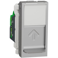 Розетка компьютерная RJ45, одинарная, кат.6 UTP, 1 модуль, алюминий, Unica NEW NU341430