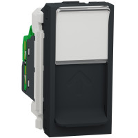Розетка компьютерная RJ45, одинарная, кат.6 UTP, 1 модуль, антрацит, Unica NEW NU341454