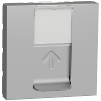 Розетка компьютерная RJ45, одинарная, кат.6 STP, 2 модуля, алюминий, Unica NEW NU341730